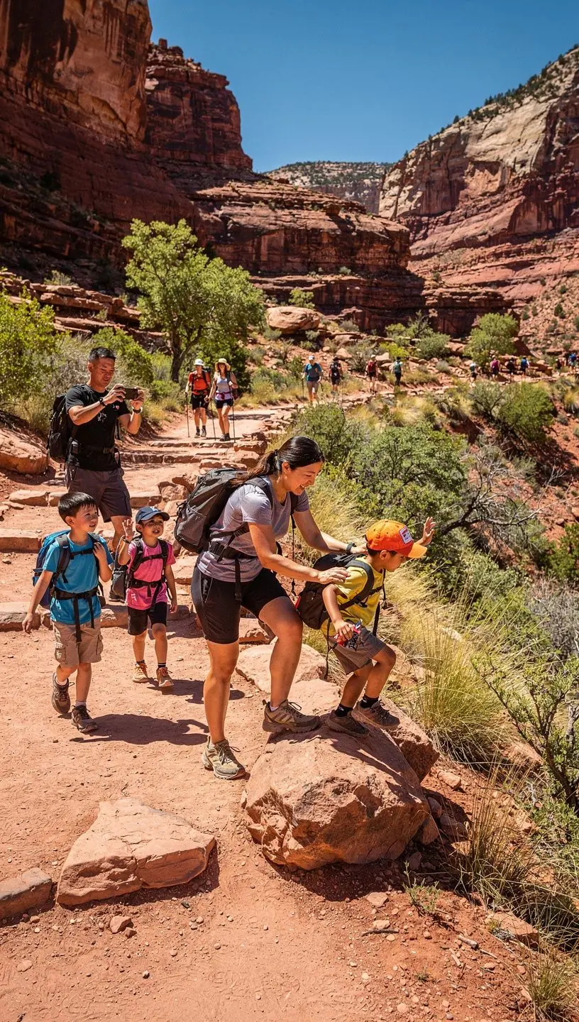 Rodzina korzystająca z aplikacji mobilnej do planowania podróży.
