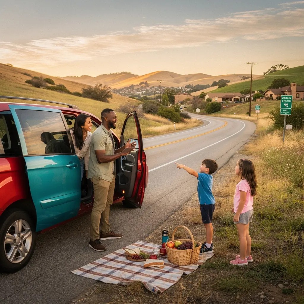 Dzieci bawiące się w pobliżu plaży, z udogodnieniami dla rodzin.