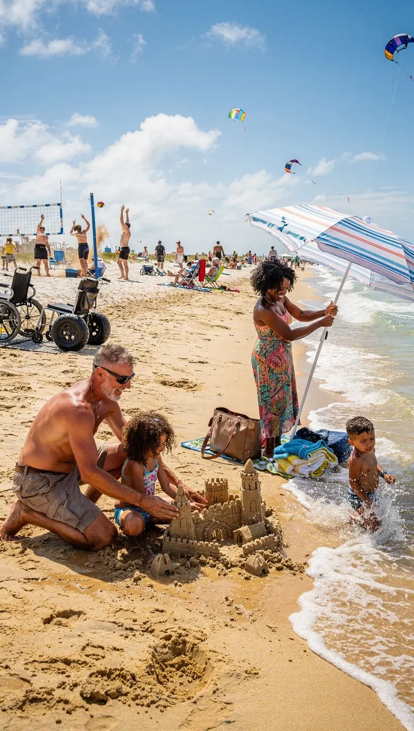 Rodzina spacerująca po parku narodowym w USA z dziećmi.